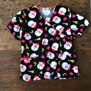 Santa scrub top